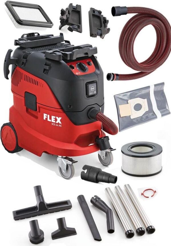 Flex VCE 44 H AC-Kit Safety Vacuum Cleaner with Automatic Filter Cleaning, 42 L, Class H, 1200 Watt, Cable Length 7.5 m, Vacuum Cleaner 446025