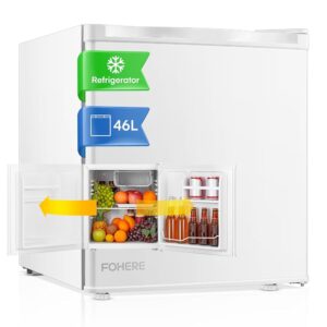 FOHERE Mini Fridge 46 L with Ice Compartment, Drinks Refrigerator, Temperature Control, Energy Saving, Quiet, Small Fridge Ideal for Kitchen, Office, Bedroom, Interchangeable...