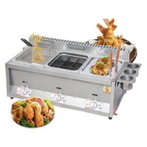 Gas Fryer, Commercial Countertop, Stainless Steel Fryer with Adjustable Firepower and Spice Trough for Restaurant and Home