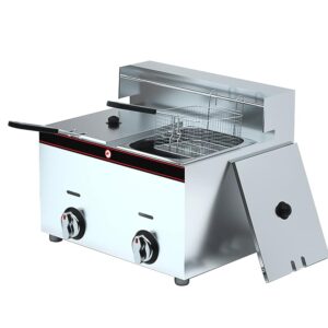 Gasfritteuse, gewerbliche Fritteuse, Fritteuse, Pommes Frites, Spieße, Edelstahlse, Fritteuse, Pommes Frites, Spieße, Edelstahlfritteuse mit großem Fassungsvermögen, mit...