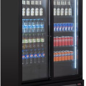 GastroHero Eco 1000 Drinks Fridge with Sliding Doors and Light Attachment