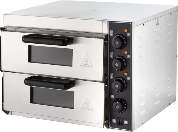 GastroHero Pizza Oven 2 x 35 cm, Electric Pizza Oven with 2 Baking Chambers, Pizza Maker for 2 Pizzas, Diameter 35 cm, Electric Pizza Oven for Catering