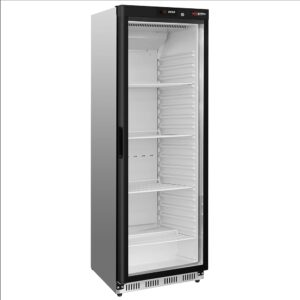 GGM Gastro KSS400HGN Premium Stainless Steel Fridge 400 Litres with 1 Glass Door and Static Cooling with Fan