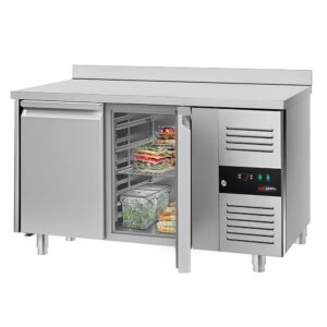 GGM Gastro KTS147AND Eco Cooling Table 1360 x 700 mm with 2 Doors and Upstand