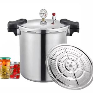 GHKWXUE 25 Quart Pressure Cooker & Induction Compatible Built Pressure Cooker - in Luxury Digital Pressure Gauge with 1 Steamer Insert & Pressure Relief 13 PSI (+/- 5%) Pressure...
