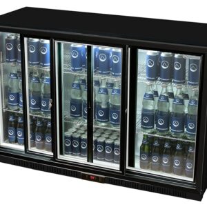 Glass Door Fridge 90 x 135 x 52 cm, Getränkekühlsc Enclosure Sliding Door Bottle Cooler, Beer Cooler | Commercial Refrigerator with 330 L Cool Volume Under Counter with Manual...