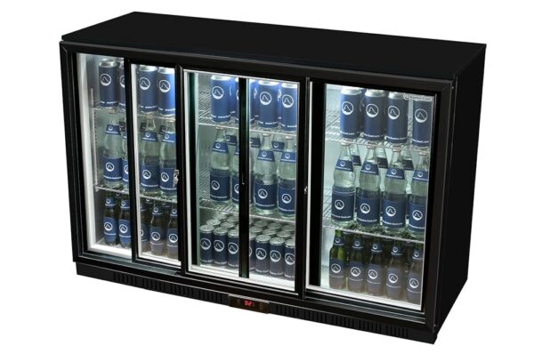 Glass Door Fridge 90 x 135 x 52 cm, Getränkekühlsc Enclosure Sliding Door Bottle Cooler, Beer Cooler | Commercial Refrigerator with 330 L Cool Volume Under Counter with Manual...