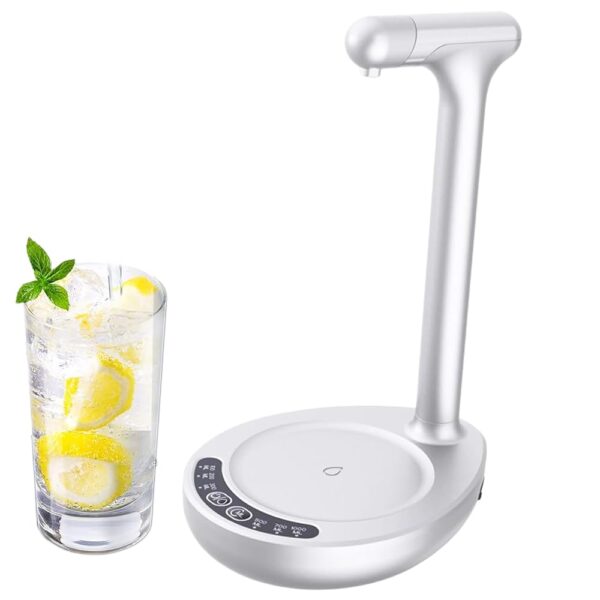 GTHTUHFD Tragbarer Wasserspender Mit USB-Ladefunktion, Automatischer Wasserspender Mit Pumpschlauch, 6-Stufige Wassereinstellung, Tragbar, Abnehmbar Und Mühelos Zu Reinigen F,White