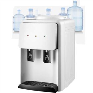 GYKOZY Tragbarer Wasserspender, Heiß-Kalt-Funktion, elektrischer Spender mit hoher Kapazität mit 2 Wasserhähnen und Innenbehälter aus Edelstahl, Desktop-Wassermaschine in Flaschen
