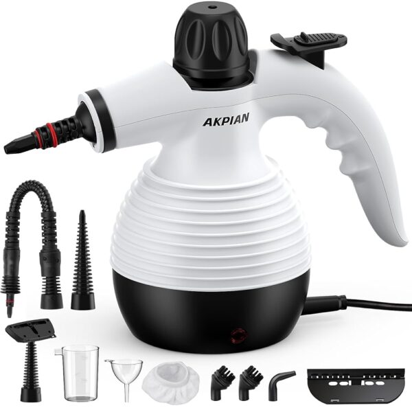 Handheld Steam Cleaner, Steam Cleaner, Cleaning Steamer, Portable Multi-Purpose Steam Cleaner with Safety Lock and 10 Piece Accessory Kit for Removing Dirt, Grease