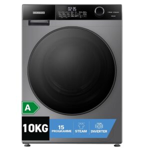 Heinrich´s Washing Machine, Steam Function, 10 kg Mega Capacity, 15 Programmes, 1400 rpm, Aqua Stop, LED Display, End Time Delay, with Child Lock, Durable and Quiet Inverter...