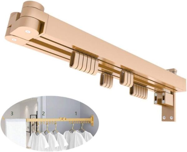 HFERTSCN Wand montierte verlängerbare Wäschetrocknerregal, klappbare Balkon Kleidung mit verdeckter Handtuchstange, die 100 kg tragen können, das Neue tragen FANDIAO