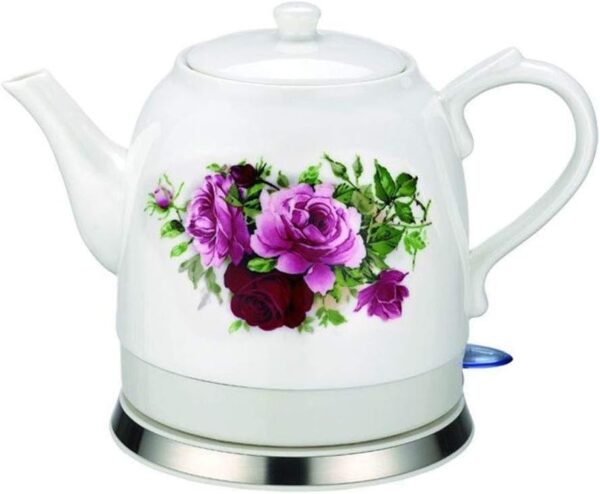 HIFRQVVC Electric Ceramic Kettle Vintage Waterpot Wireless Ceramic Kettle Retro Teapot 1.2L 1000W Water Fast for Tea Coffee Soup Fast (B)