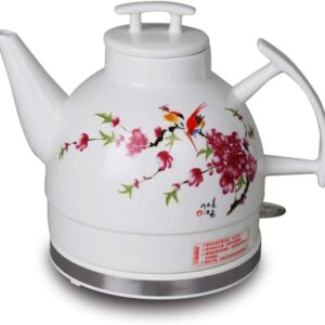 HIFRQVVC Electric Ceramic Kettle Vintage Waterpot Wireless Ceramic Kettle Teapot Retro 1L 1000W Water Fast for Tea Coffee Soup Fast (A)