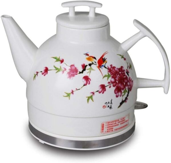 HIFRQVVC Electric Ceramic Kettle Vintage Waterpot Wireless Ceramic Kettle Teapot Retro 1L 1000W Water Fast for Tea Coffee Soup Fast (A)
