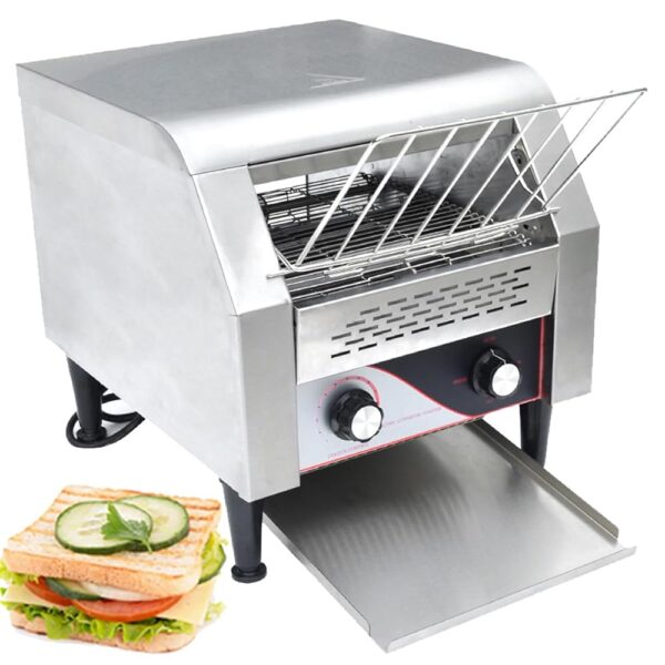 Hochleistungs-Industrietoaster Aus Edelstahl Hochleistungs-Industrie-FöRderbandtoaster Elektroofen Aus Edelstahl Mit Doppelter HeizröHre 7-Gang-Einstellung FüR Bagel,Large