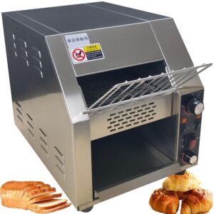 Hochleistungs-Industrietoaster Aus Edelstahl Hochleistungs-Industrie-FöRderbandtoaster Elektroofen Aus Edelstahl Mit Doppelter HeizröHre 7-Gang-Einstellung FüR Bagel,Large