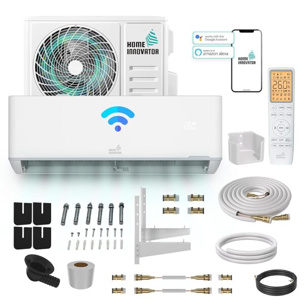 Homeinnovator Quick Connect 12000 BTU Split Air Conditioner and Heater - Energy Efficient 230V Air Conditioner with Complete Installation Kit - Inverter Air Conditioner