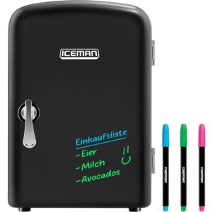 Iceman Portable Eraser Board Mini Fridge Cooler and Heats 4 Litre Capacity Cools 6 12oz Cans 100% Eco-Friendly Includes Plug for Socket and Black