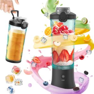 Idota Portable Blender 600 ml, Mini Mixer Smoothie Maker with 6 Blades, USB Rechargeable Portable Blender for Gym, Office, Camping and Travel, Black
