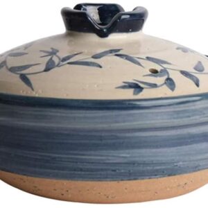 Japanischer Keramik-Hot-Pot-Auflauf, Bank-Steingut-Tontopf, runder Auflauf, hitzebeständiger Suppentopf, gesunder Slow Cooker zum Schmoren von Reis B 2,2 l (B 1,6 l)