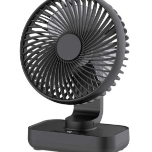 Joneytech Tischventilator Leise Automatisch Oszillierend, 4000mAh Akku USB Klein Tragbarer 4 Geschwindigkeiten LED-Digitalanzeige für den Schreibtisch, Zuhause, Picknicks und...