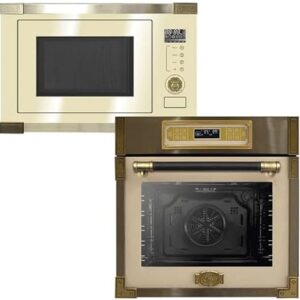 Kaiser EH 6726 ElfAD Retro Built-in Oven 80 L, Kaiser EM 2545 Elf AD Built-in Multifunctional Microwave, Ivory Glass, 25 L