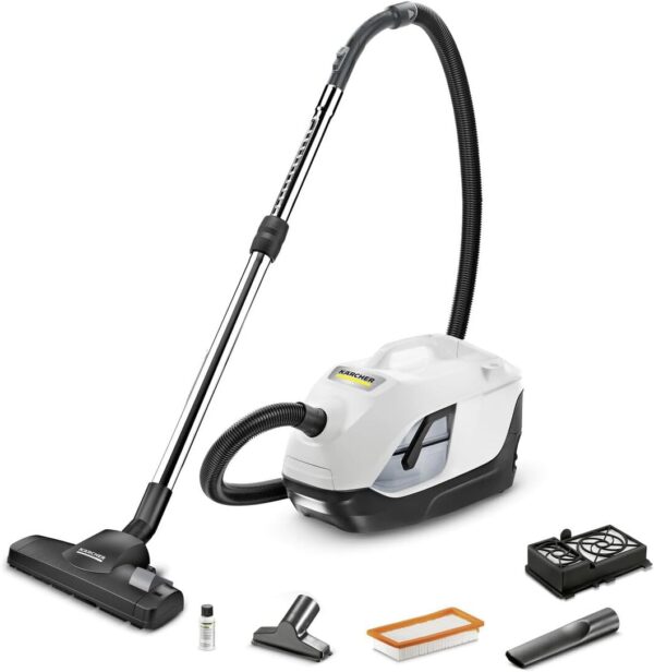 Kärcher DS 6 Vacuum Cleaner with Water Filter, Especially Suitable for Allergy Sufferers, HEPA 12 Filter, Automatic Cable Winder and Accessory Storage, White, White