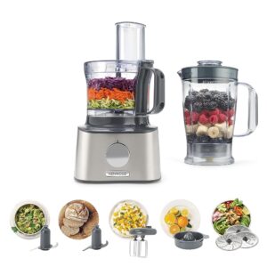 Kenwood MultiPro Compact FDM301SS – Kompakt-Küchenmaschine, 2,1 Liter, leistungsstarker Küchenhelfer mit Acryl-Mixaufsatz, Zitruspresse & weiterem Zubehör, Metallgehäuse, 800 W,...