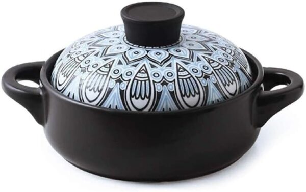 Kitchen Stove with Ceramic Round Casserole, Large Slow Cooker with Dual Handles and Lid (3.5 L)