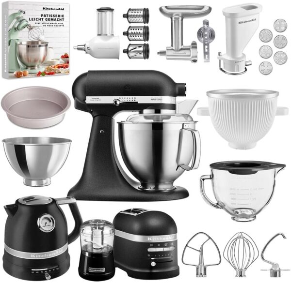 KitchenAid Food Processor Set, Blender, Kettle, Toaster, Ice Maker, Baking Pan, Pasta Press, Vegetable Cutter, Meat Grinder, Glass Bowl with Lid, Mini Chopper