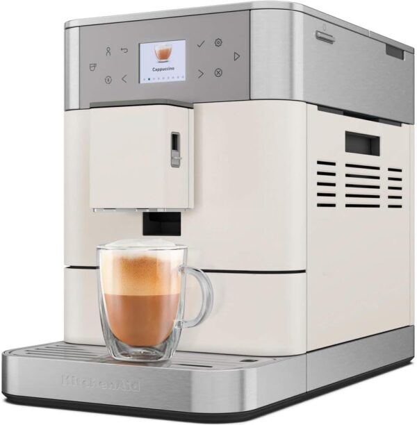 KitchenAid Fully Automatic Coffee Machine I KF6 I Hot Drinks from Espresso to Cappuccino I with 15 Preset Drinks, Automatic Frothing and Heating of Milk (White)