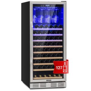 Klarstein Built-in Wine Fridge, 1 Zone Drinks Refrigerator, Small, Small Wine Cabinet, 320 L, Wine Fridge Small with Glass Door, Indoor/Outdoor Bottle Fridge, Wine Fridge 127...