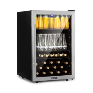 Klarstein Mini Fridge with Glass Door, Mini Fridge for Room, Drinks Fridge Small with Adjustable Shelves, Small Fridge 147 Litres, Indoor/Outdoor Fridge Quiet