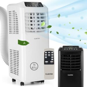 Klarstein Mobile Air Conditioner with Exhaust Hose, 3-in-1 Air Conditioner with Fan & Dehumidifier, Small & Portable for Home & Office, Night Mode, 7000 BTU AC with Low Consumption