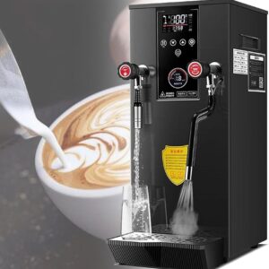 Kommerzieller Wasserkocher mit 2 Stäben 12L Dampfmilchaufschäumer Elektrischer Hochleistungsmilchaufschäumer mit LED-Anzeige für Espresso Tee,Black-110V