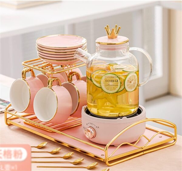 KXQYIKYI Pot Multifunctional Home Office Mini Automatic Flower Tea Stew Kettle Set/Pink/1.8L Hopeful