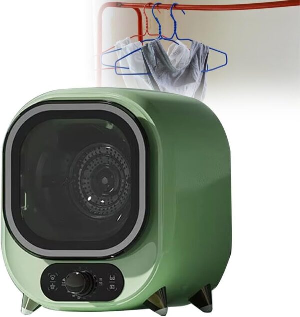 KYZTMHC Condensation Tumble Dryer, Mini Tumble Dryer, 5 Drying Modes, 0.8 kg Load, Ventilated Tumble Dryer for Small Laundry Items (Green)