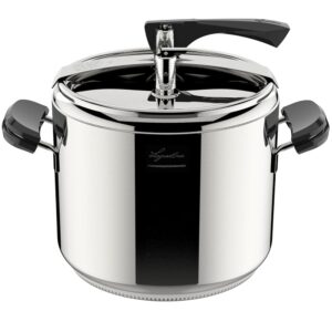 Lagostina La Classica Lagofusion Pressure Cooker, Diameter 26 cm, Capacity 12 L, with Basket, Recipe Book and Ecobox, Bakelite Handles, Weight Valve and Lagofusion Base