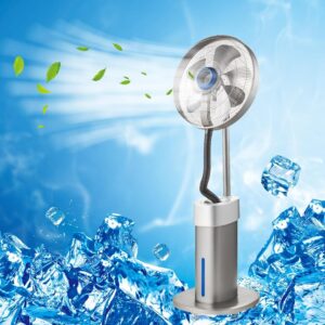 Large Floor Fan, Fog Fan for Industry, 19.6 inch, 21.6 inch, with 3 Speeds 7500ml Water Tank, Easy Moving Wheels, for Construction Sites, Restaurants, Camping, Outdoor