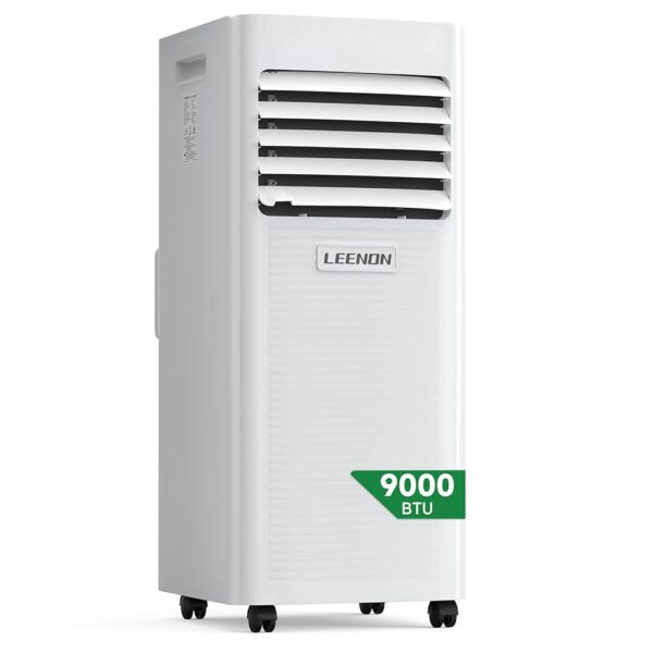 LEENON Mobile Air Conditioner 9000 BTU, 4-in-1 Cool Dehumidifying Fan & Sleep Mode, 2.6 kW Mobile Air Conditioner with Exhaust Hose, Remote Control / 24 Hours Time for Home...