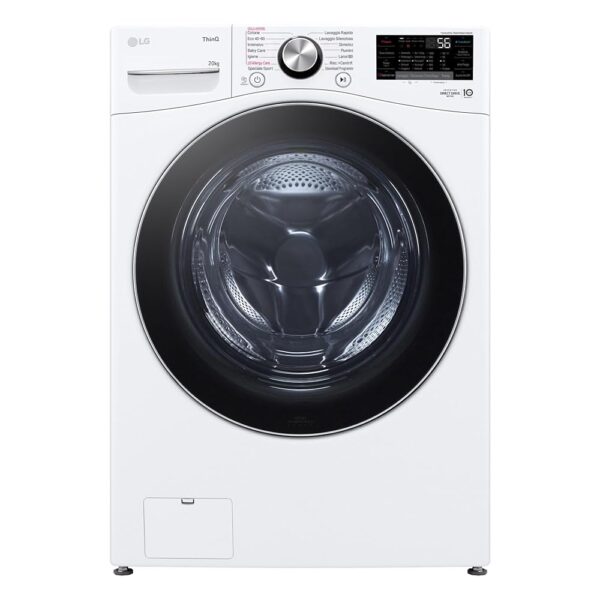 LG AI DD F0P3020TSWC Washing Machine 20 kg, Front-Load, Capacity XL Series P3, Class B, 1000 Rotations, TurboWash 360, Steam, Wi-Fi, Inverter Direct Drive, Freestanding, White