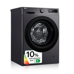 LG F4WR5009A6M Intelligent Washing Machine, 9 kg, AI Direct Drive, 1400 rpm, Front Load, TurboWash 360°, Turbo Cotton, Steam Steam, Class A, Series 500, Inox Graphite