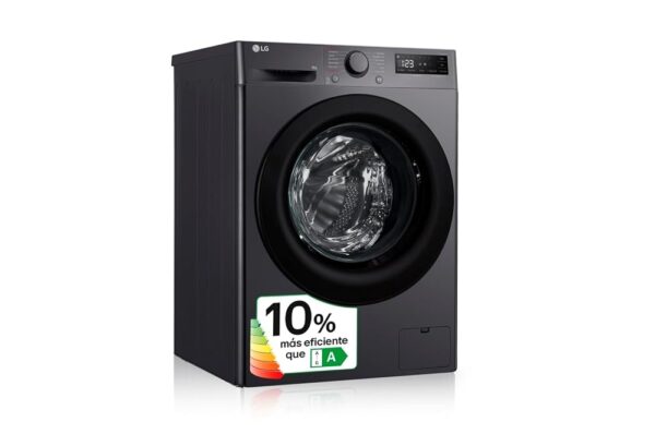 LG F4WR5009A6M Intelligent Washing Machine, 9 kg, AI Direct Drive, 1400 rpm, Front Load, TurboWash 360°, Turbo Cotton, Steam Steam, Class A, Series 500, Inox Graphite