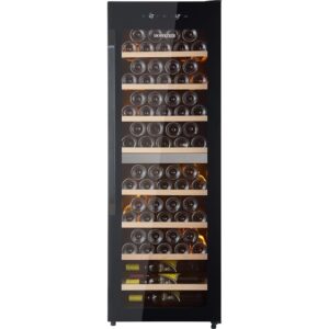 LichtLuxus Wine Fridge 2 Zones 71 Bottles Freestanding Drinks Fridge with Glass Door, 5-10°C/12-20°C, UV Protected Glass Doors, LED Lighting