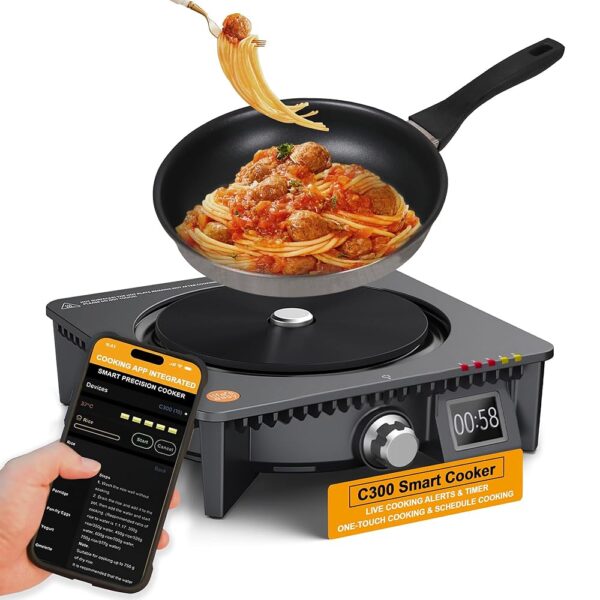 Life's Easy C300 Smart Cooker: Perfect for Students, Busy Professionals and Home Chefs, One Click, Planned Cooking with App, Auto Shut-Off, Ultimate Tool for Frying, Baking