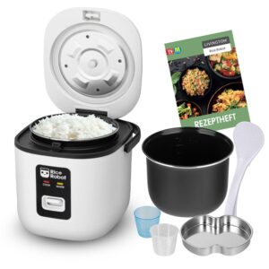 Livington RiceRobot - Rice Cooker with Measuring Cup, Rice Spoon and Recipe Book - Ceramic Coating & Warming Function - No Burning or Boiling