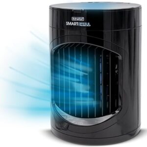 LIVINGTON SmartChill Black - Limited Edition - Air Conditioner with Water Cooling - Portable Air Conditioner with 3 Levels - Powerful Mini Air Cooler with Tank Volume for 12...