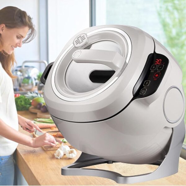 LLHTTDMBDFC Rotating Cooking Pot, Automatic Cooking Pot, 6L 2000W Automatic Cooking Machine, Multifunctional, Drum Cooking Wok Machine for Camping, Travel, Cooking (220 V)