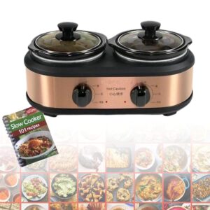 LYFDPN Leichter Slow Cooker Einstellbare Temperatur Abnehmbarer Topf Spülmaschinenfest mit Rezeptbuch Eintopf Suppe Slow Cook Warm halten